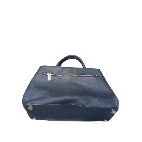 Michael Kors Womans Navy Blue Saffiano Leather Satchell Crossbody L SKU 9525 - Picture 1 of 16